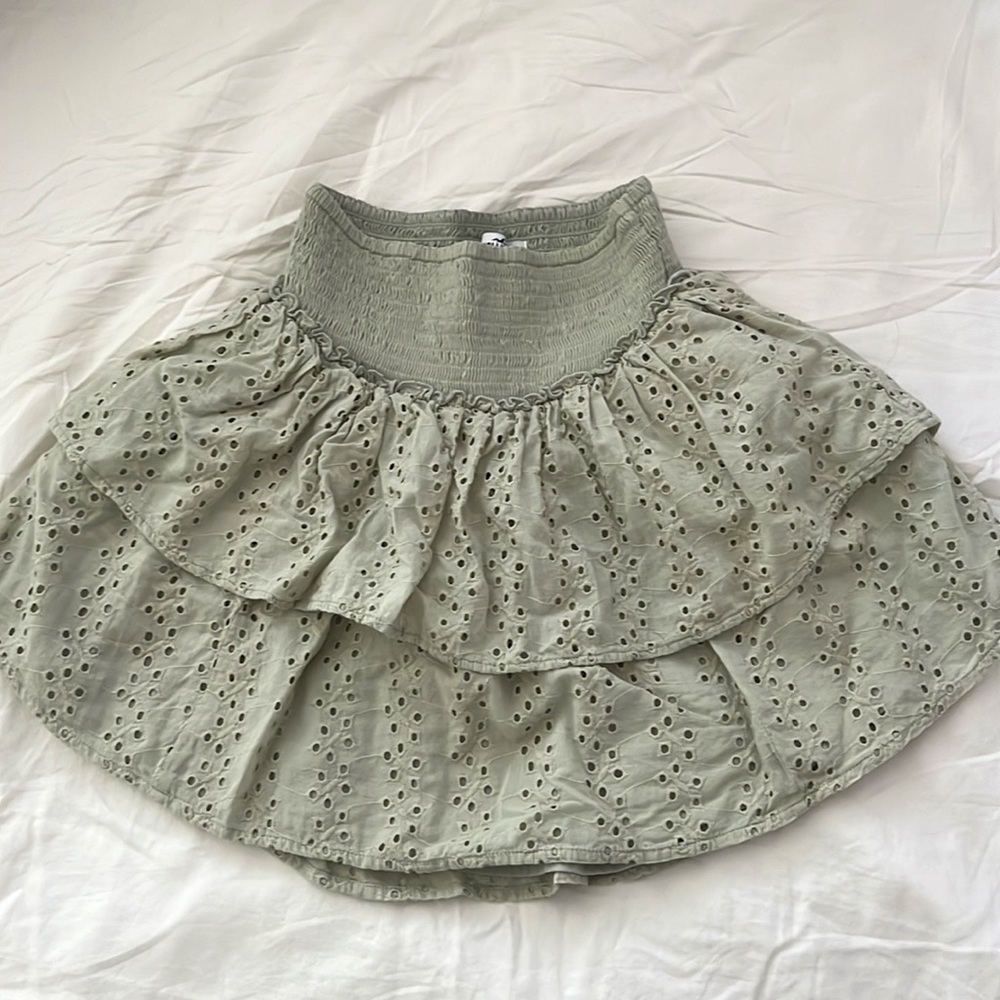 (light green) tiered eyelet mini skirt- sold out on the website!